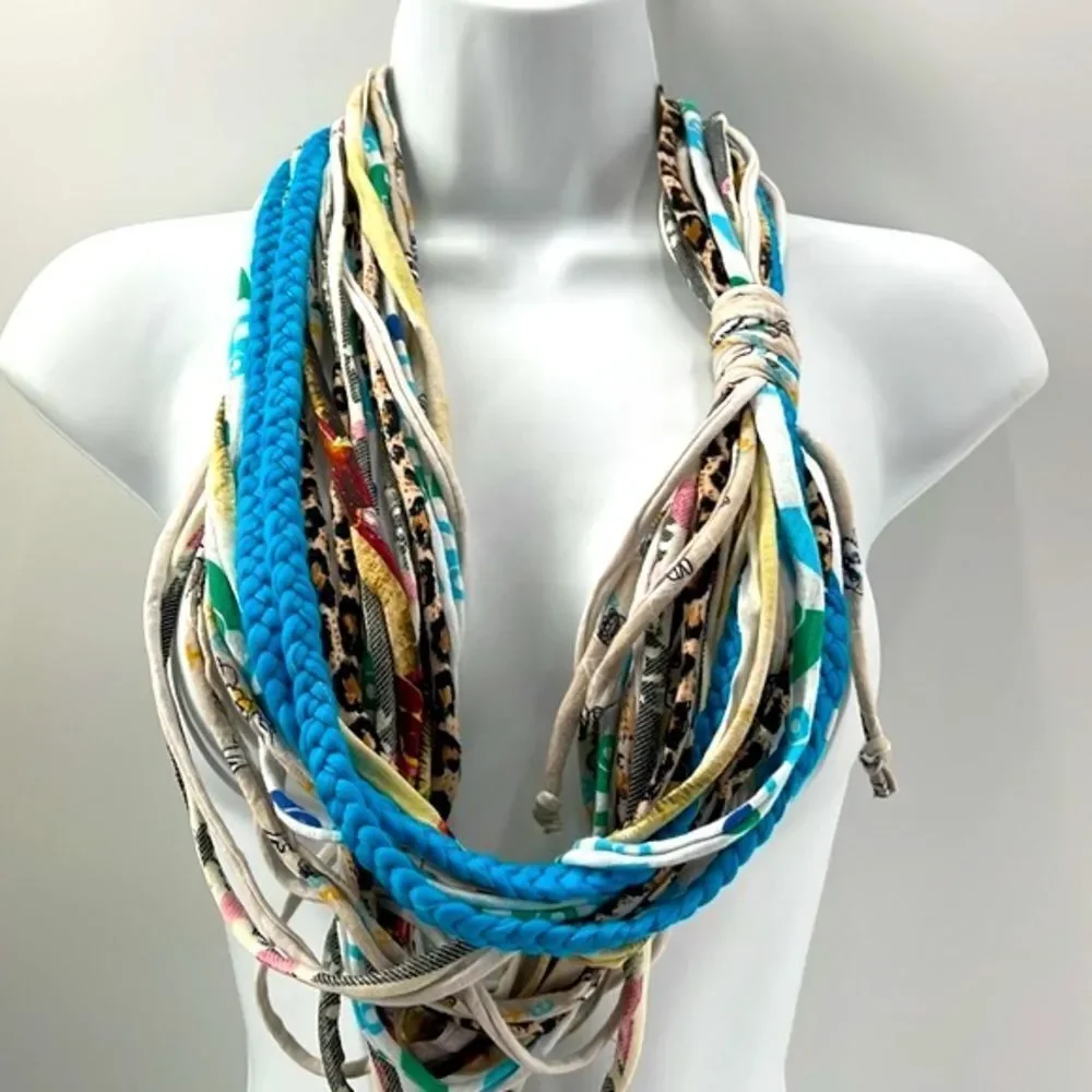 Dona Bela Shreds upcycled recycled clothing neckwear necklace scarf NEW NWT
